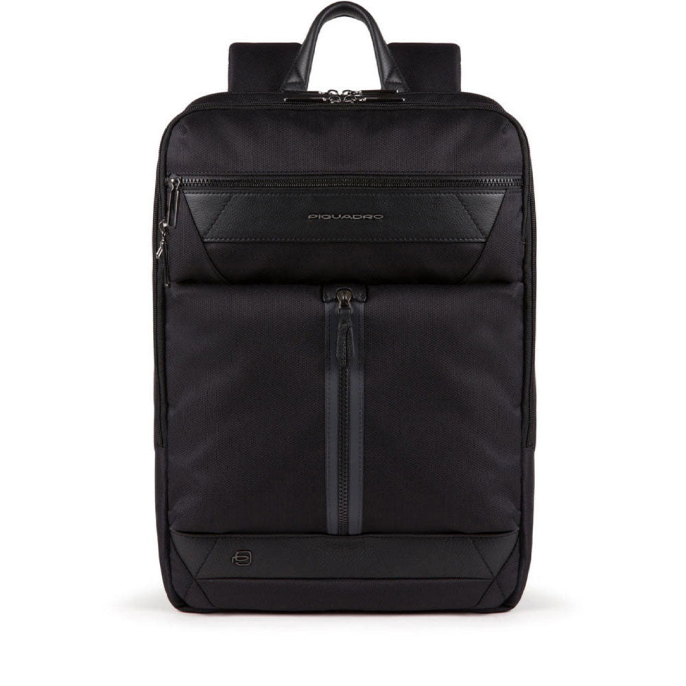 Zaino Uomo PIQUADRO in Pelle e Tessuto Nero Porta Pc 16" e iPad Linea Trakai - CA5525W109