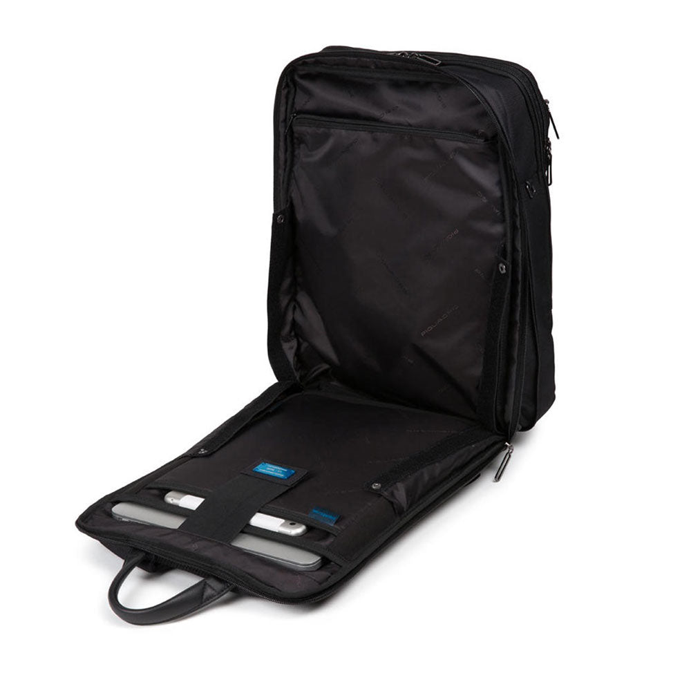 Zaino Uomo PIQUADRO in Pelle e Tessuto Nero Porta Pc 16" e iPad Linea Trakai - CA5525W109