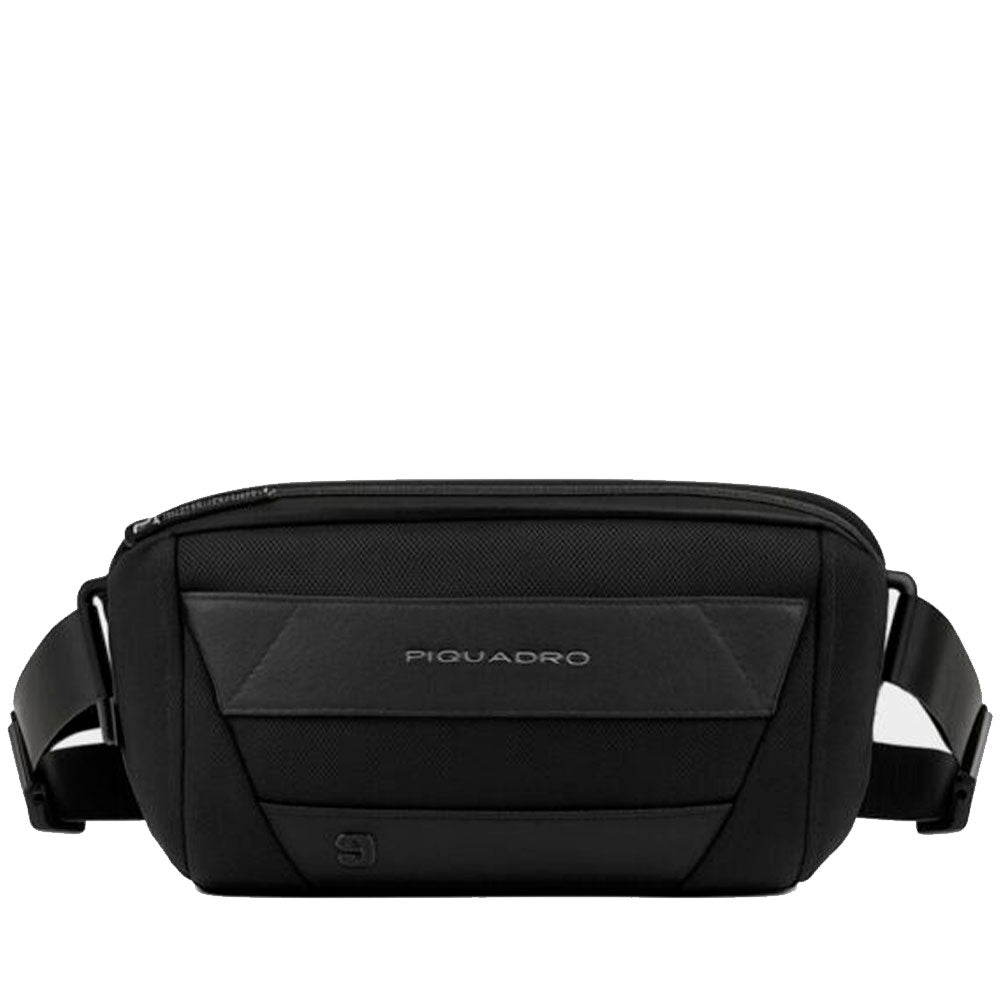 Marsupio Uomo PIQUADRO in Tessuto e Pelle Colore Nero Linea Trakai - CA5529W109