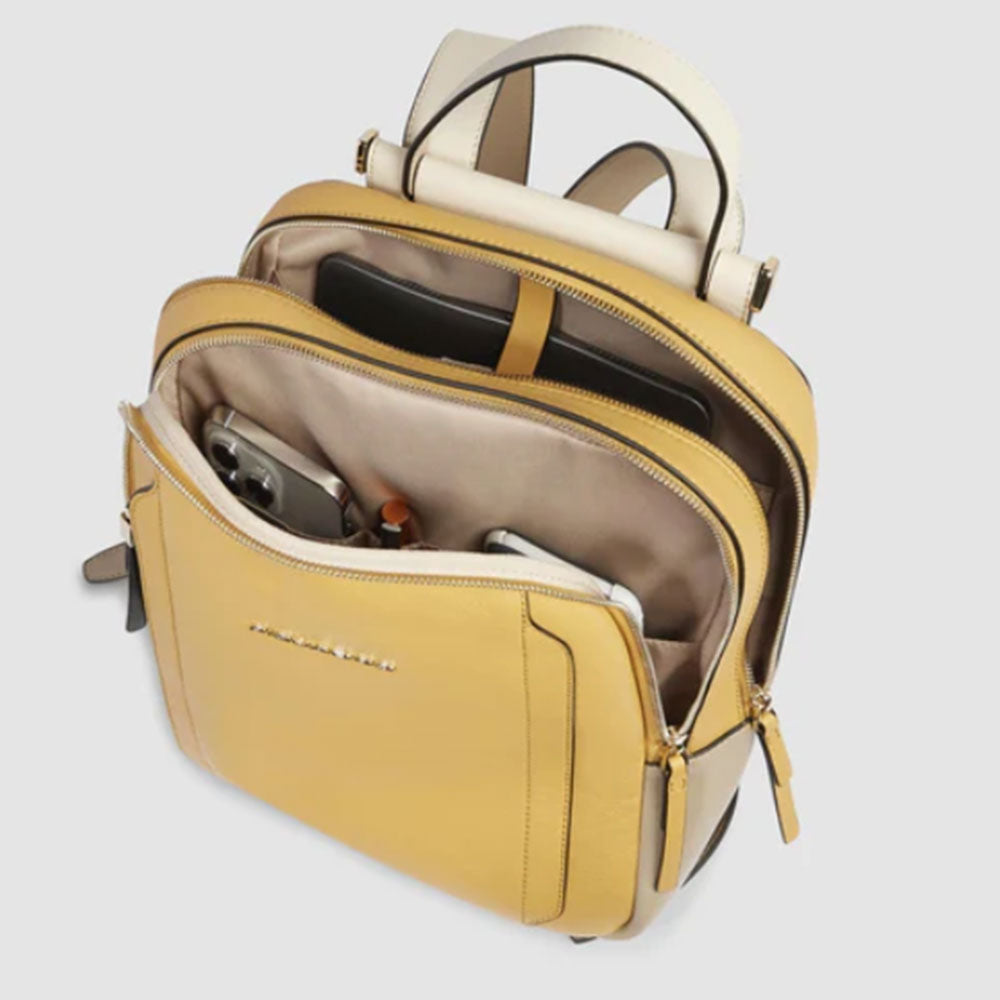 Zaino Donna Porta iPad PIQUADRO linea Circle in Pelle Colore Giallo - Beige - CA5566W92