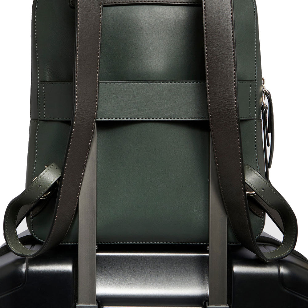 PIQUADRO Damenrucksack für iPad®Pro 12.9 Circle Line aus grünem Leder – Dunkelgrün – CA5566W92