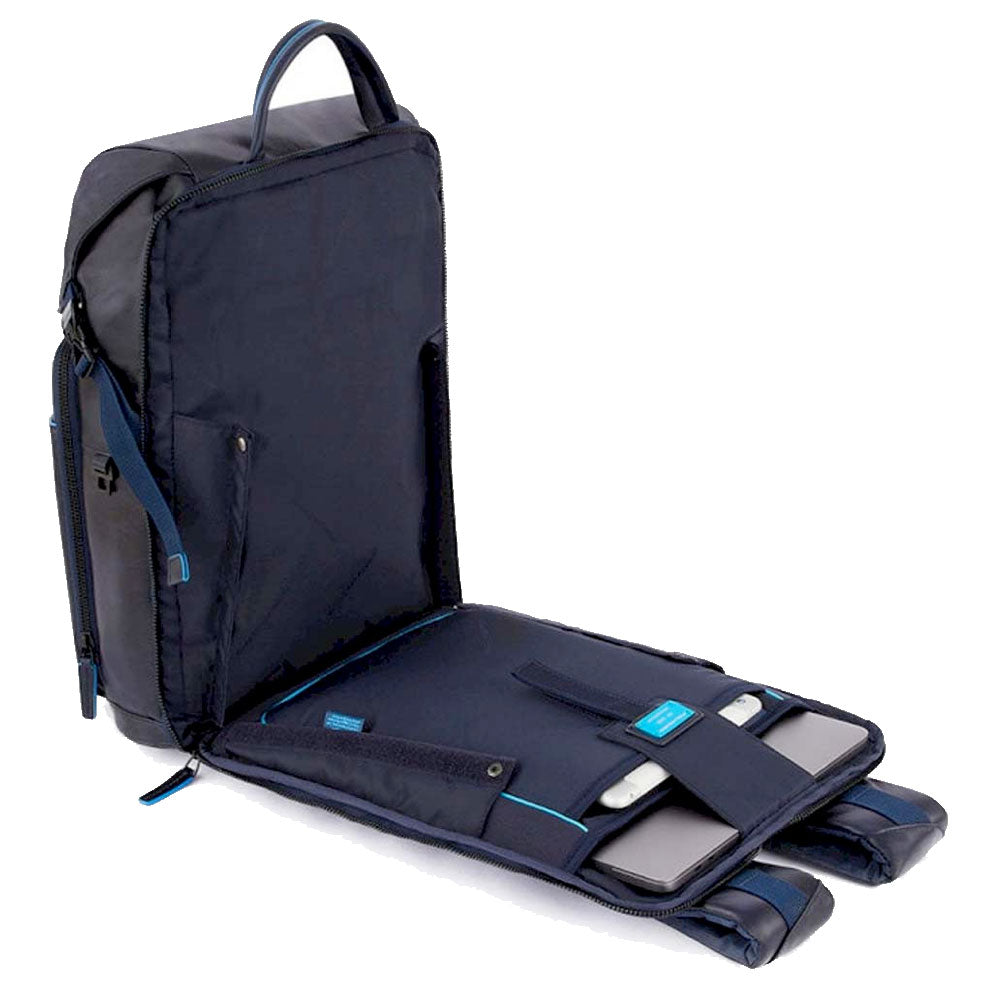 PIQUADRO Zaino Uomo Fast Check in Pelle Blu Linea Blue Square Revamp - CA5578B2V