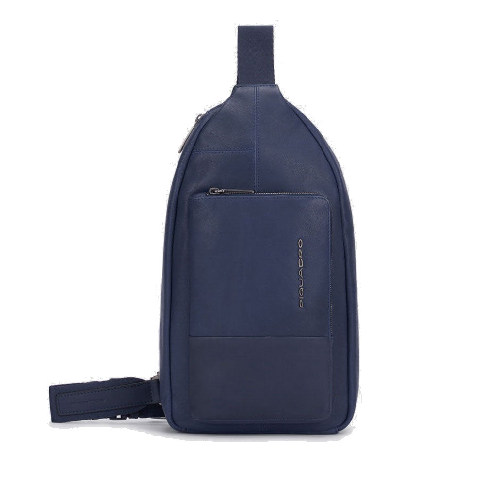 Borsello Monospalla Uomo in Pelle con  Porta iPad PIQUADRO Colore Blu - CA5880W116