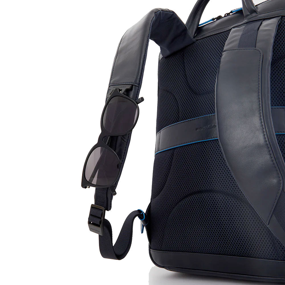 PIQUADRO Zaino Uomo Porta Pc 15,6" e IPad in Pelle Nera Linea Blue Square Revamp - CA5939B2V