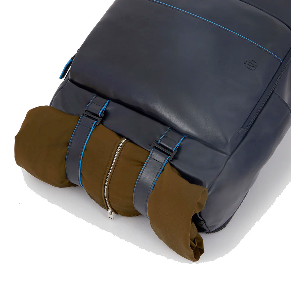 PIQUADRO Zaino Uomo Porta Pc 15,6" e IPad in Pelle Nera Linea Blue Square Revamp - CA5939B2V