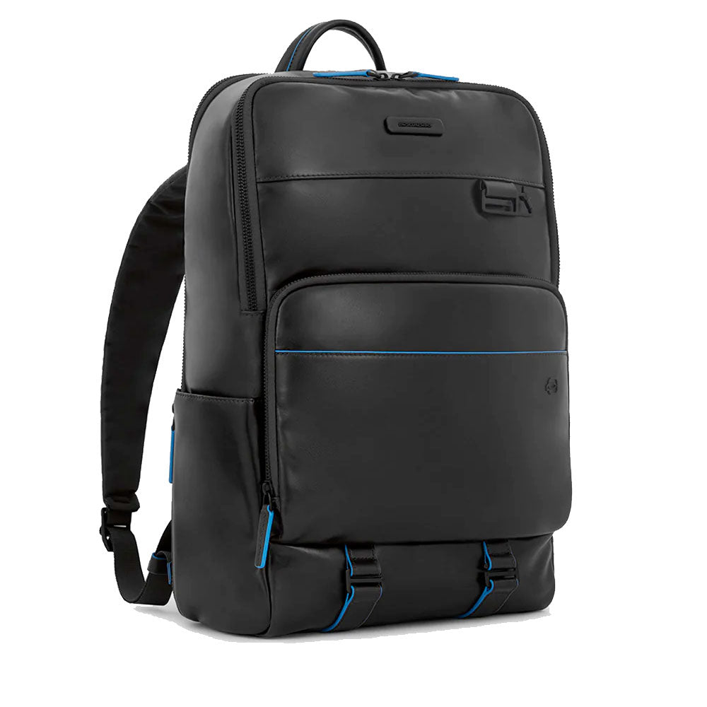 PIQUADRO Zaino Uomo Porta Pc 15,6" e IPad in Pelle Nera Linea Blue Square Revamp - CA5939B2V