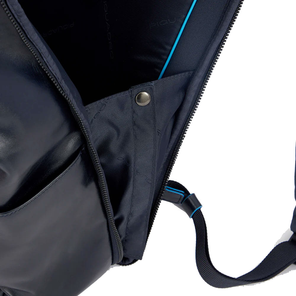 PIQUADRO Zaino Uomo Porta Pc 15,6" e IPad in Pelle Nera Linea Blue Square Revamp - CA5939B2V