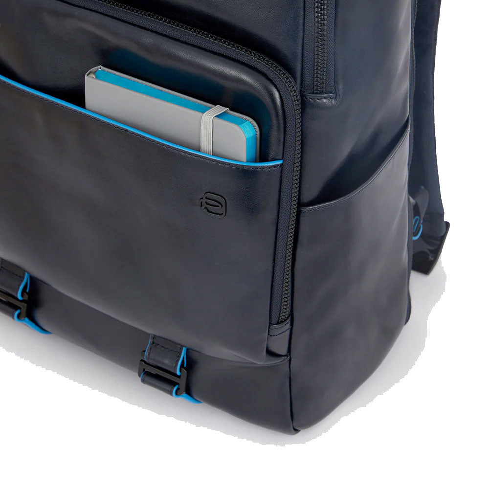 PIQUADRO Zaino Uomo Porta Pc 15,6" e IPad in Pelle Nera Linea Blue Square Revamp - CA5939B2V