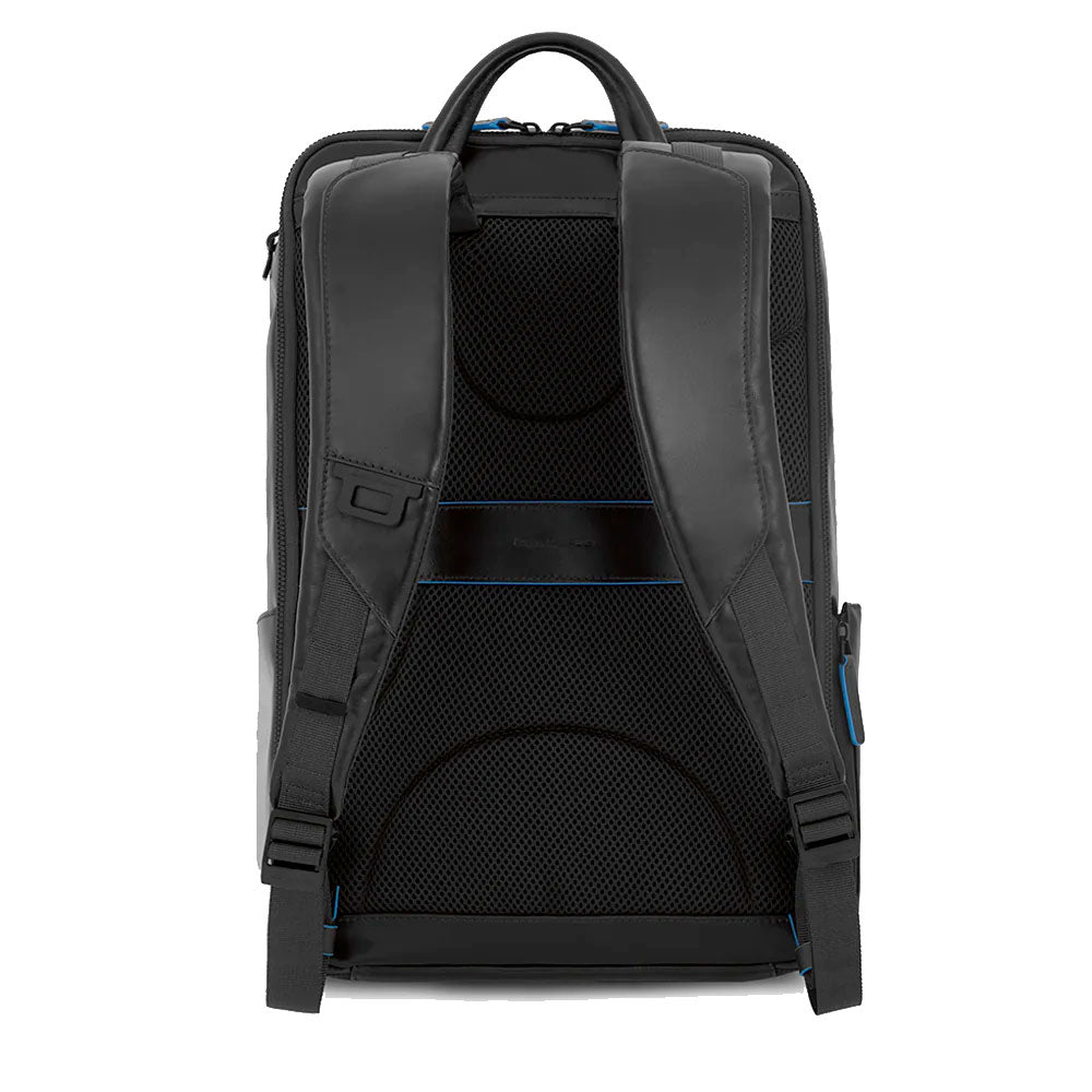 PIQUADRO Zaino Uomo Porta Pc 15,6" e IPad in Pelle Nera Linea Blue Square Revamp - CA5939B2V
