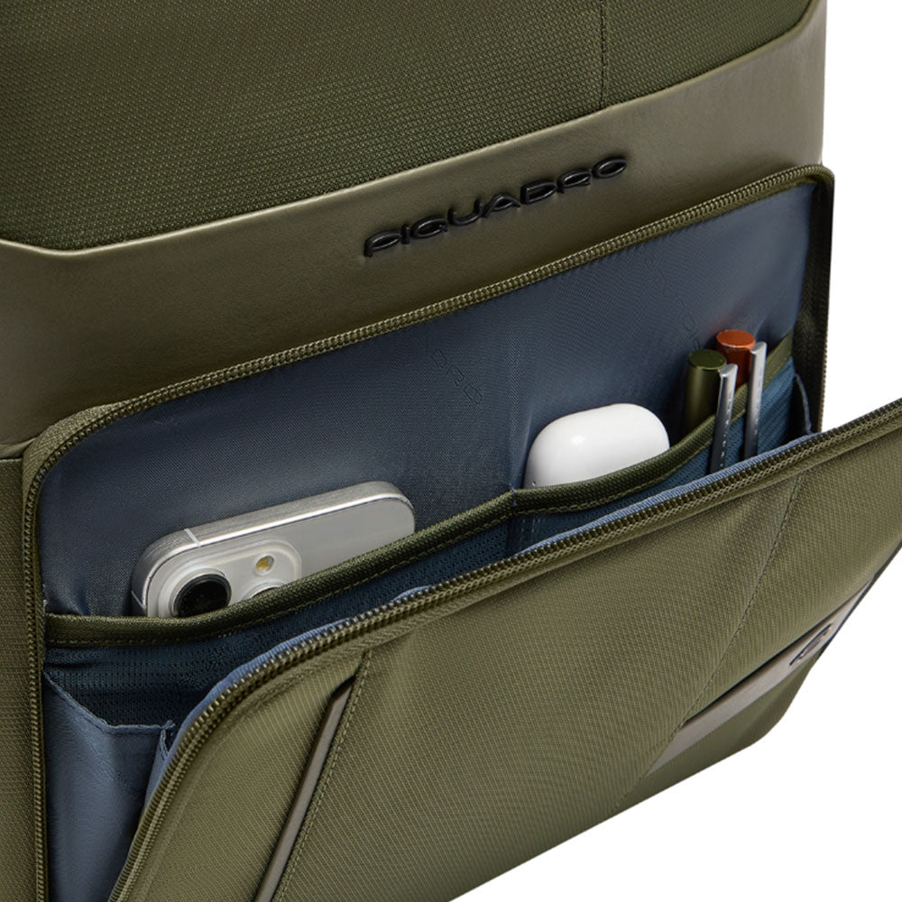 Green Fabric Backpack PIQUADRO Wollem with Laptop Compartment - CA6238W129