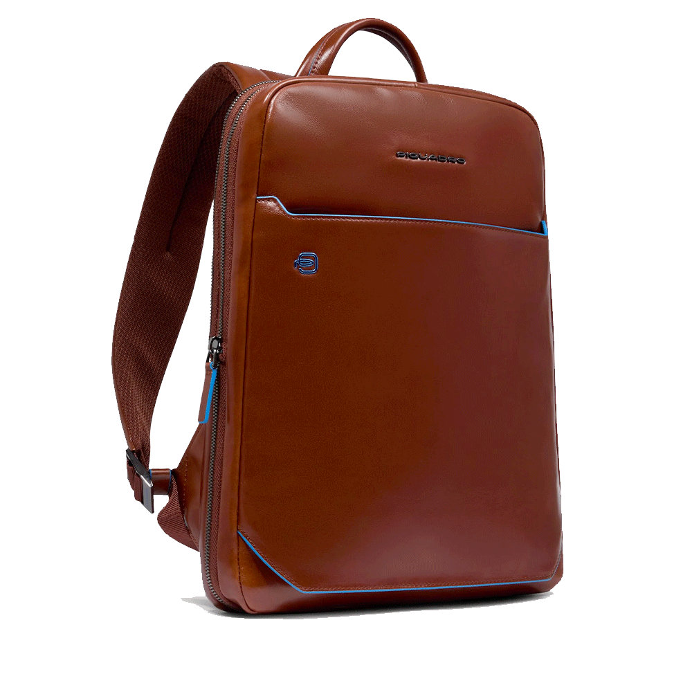 Zaino Uomo PIQUADRO Espandibile con Porta Computer 14" in Pelle Marrone Linea Blue Square - CA6311B2
