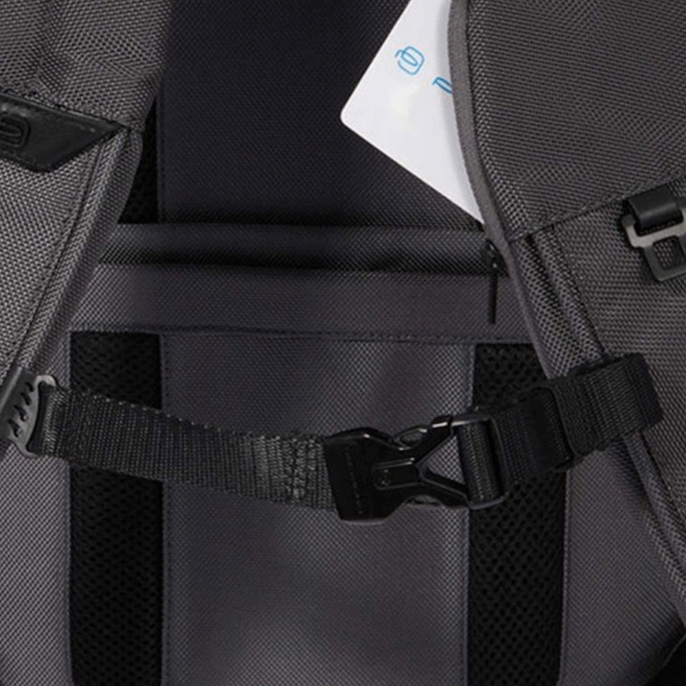Zaino Uomo PIQUADRO con Porta Pc 14" in Tessuto e Pelle Colore Grigio - Nero Linea Brief Special - CA6375BR2S