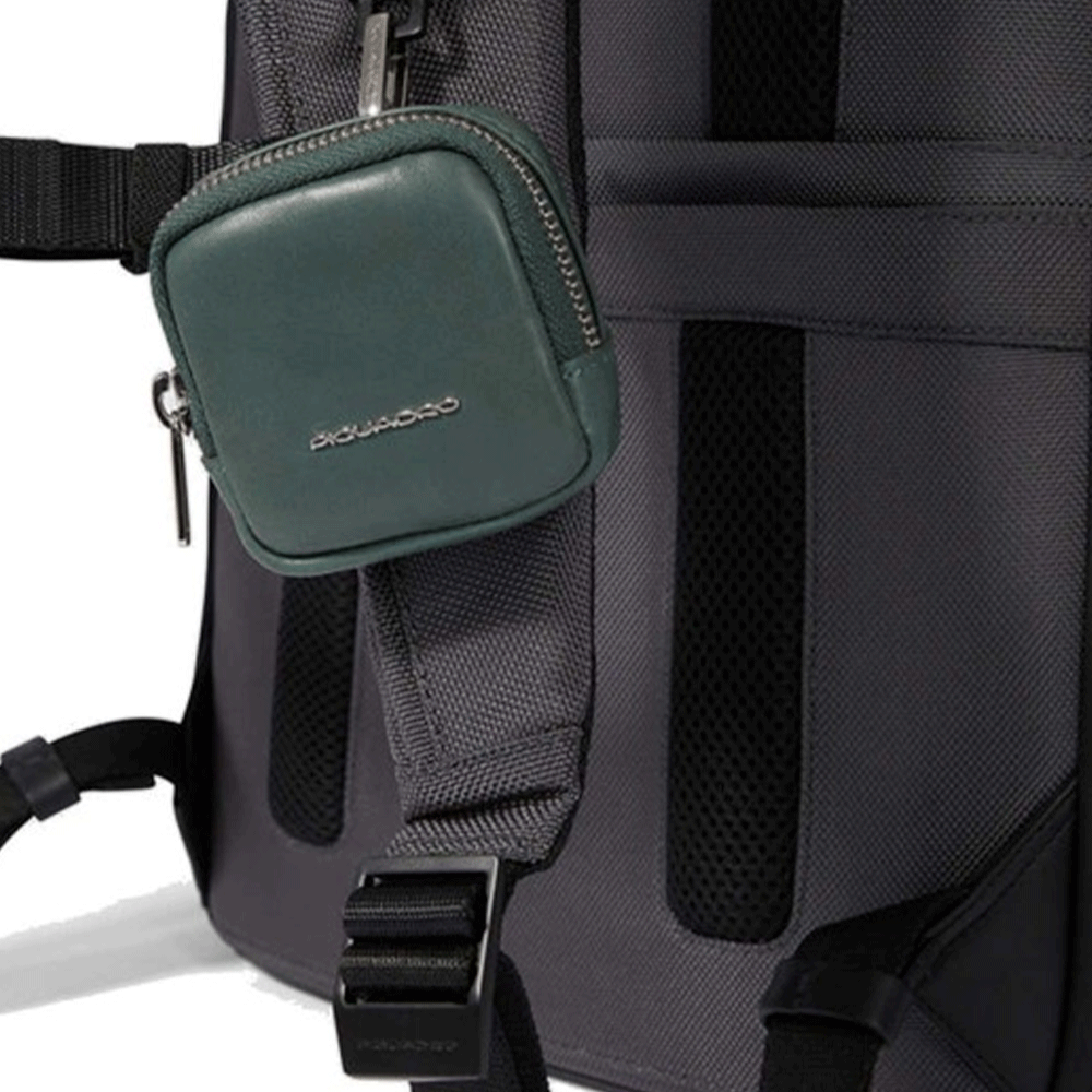 Zaino Uomo PIQUADRO con Porta Pc 14" in Tessuto e Pelle Colore Grigio - Nero Linea Brief Special - CA6375BR2S