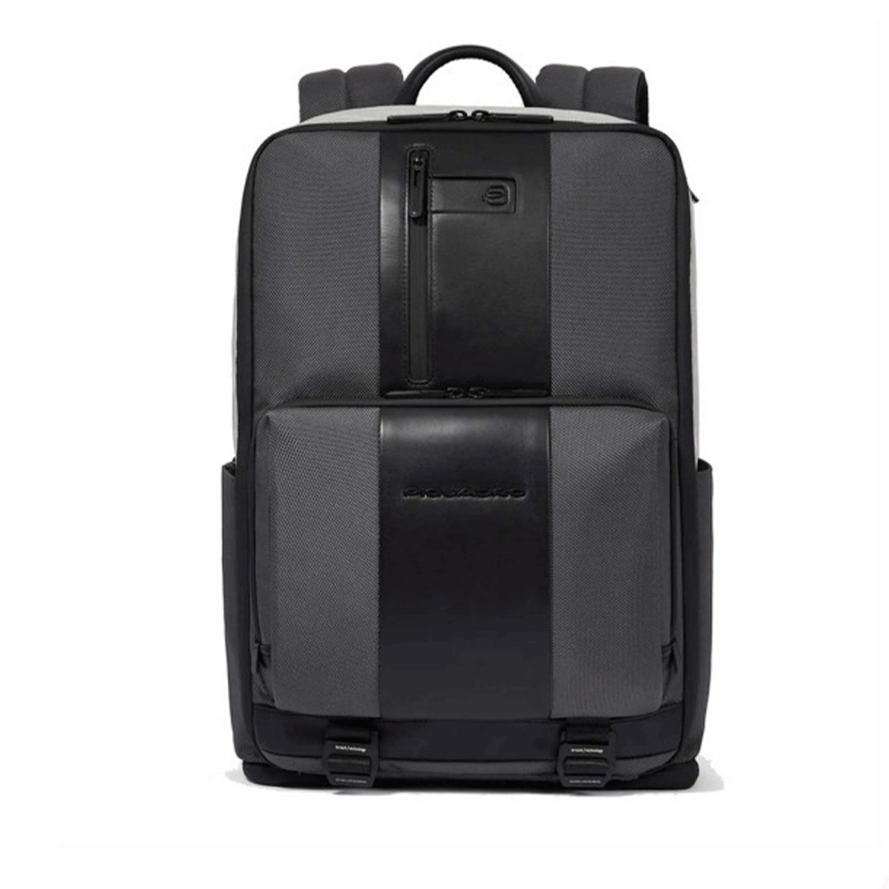 Zaino Uomo PIQUADRO con Porta Pc 14" in Tessuto e Pelle Colore Grigio - Nero Linea Brief Special - CA6375BR2S