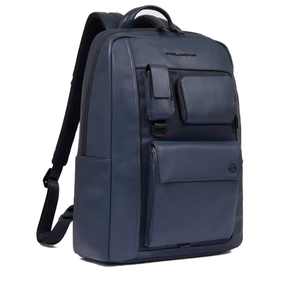 PIQUADRO Herrenrucksack mit 14-Zoll-Laptophalter aus blauem Leder – CA6442W131