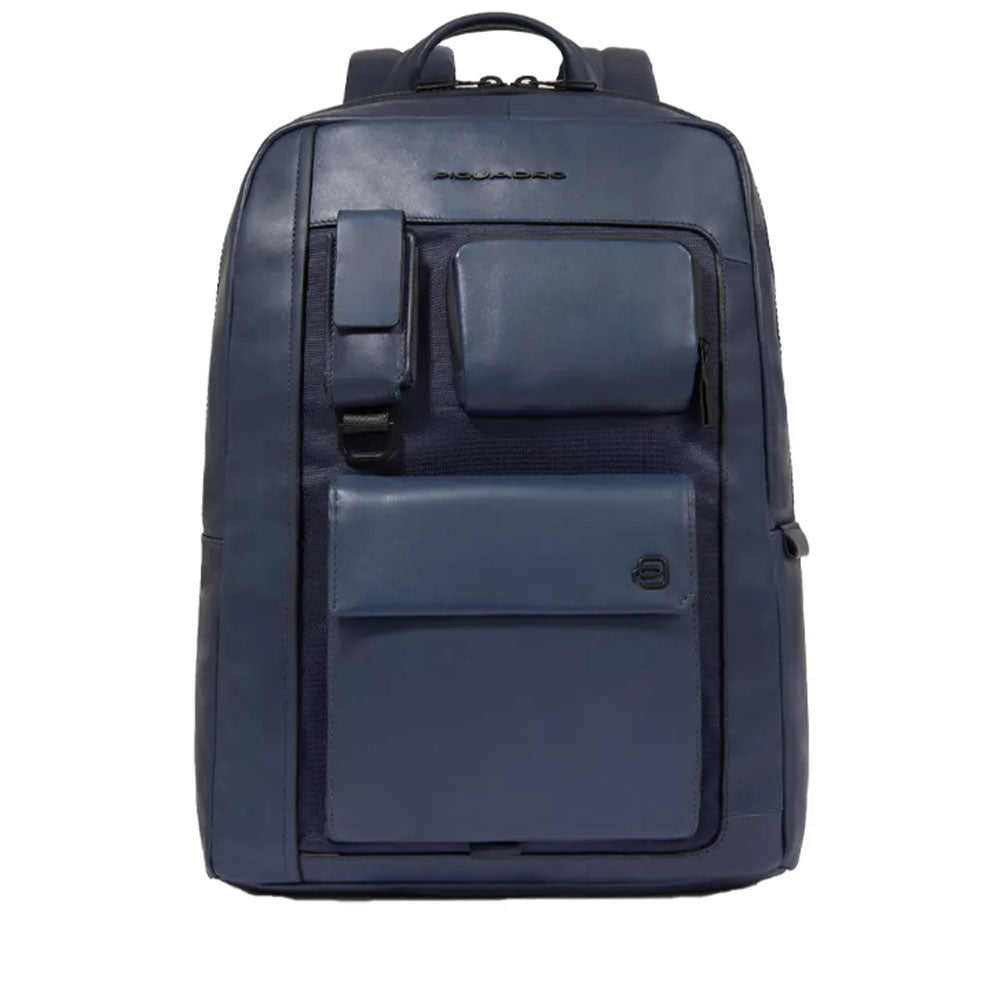 PIQUADRO Herrenrucksack mit 14-Zoll-Laptophalter aus blauem Leder – CA6442W131