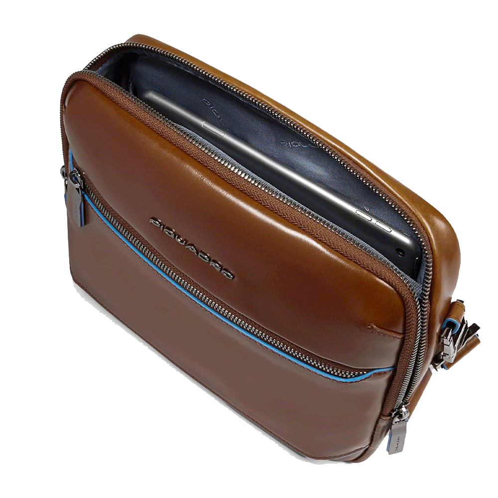 Borsello Uomo Orizzontale PIQUADRO linea Blue Square in Pelle Marrone - CA6588B2