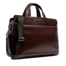 PIQUADRO Aktentasche 15,6" Laptophalter Blue Square Line aus Mahagoni-Leder - CA6590B2