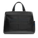PIQUADRO Aktentasche 15,6" Blue Square Line aus schwarzem Leder - CA6590B2