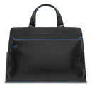PIQUADRO Aktentasche 15,6" Blue Square Line aus schwarzem Leder - CA6590B2