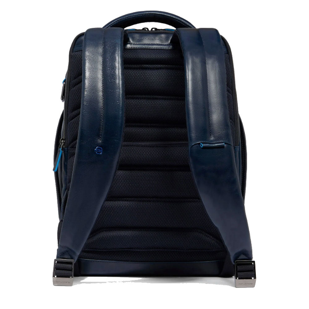 PIQUADRO 14" Laptop-Rucksack aus blauem Leder Blue Square Line - CA6591B2