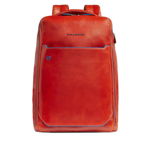 Tan Leather Backpack PIQUADRO Blue Square with 14" Laptop Compartment - CA6591B2