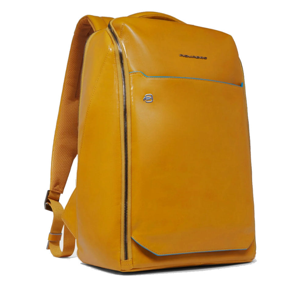 PIQUADRO 14" Laptop-Rucksack aus gelbem Leder Blue Square Line - CA6591B2