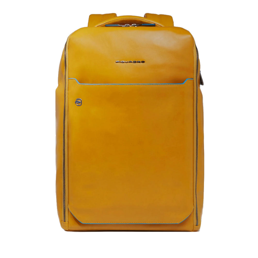 PIQUADRO 14" Laptop-Rucksack aus gelbem Leder Blue Square Line - CA6591B2