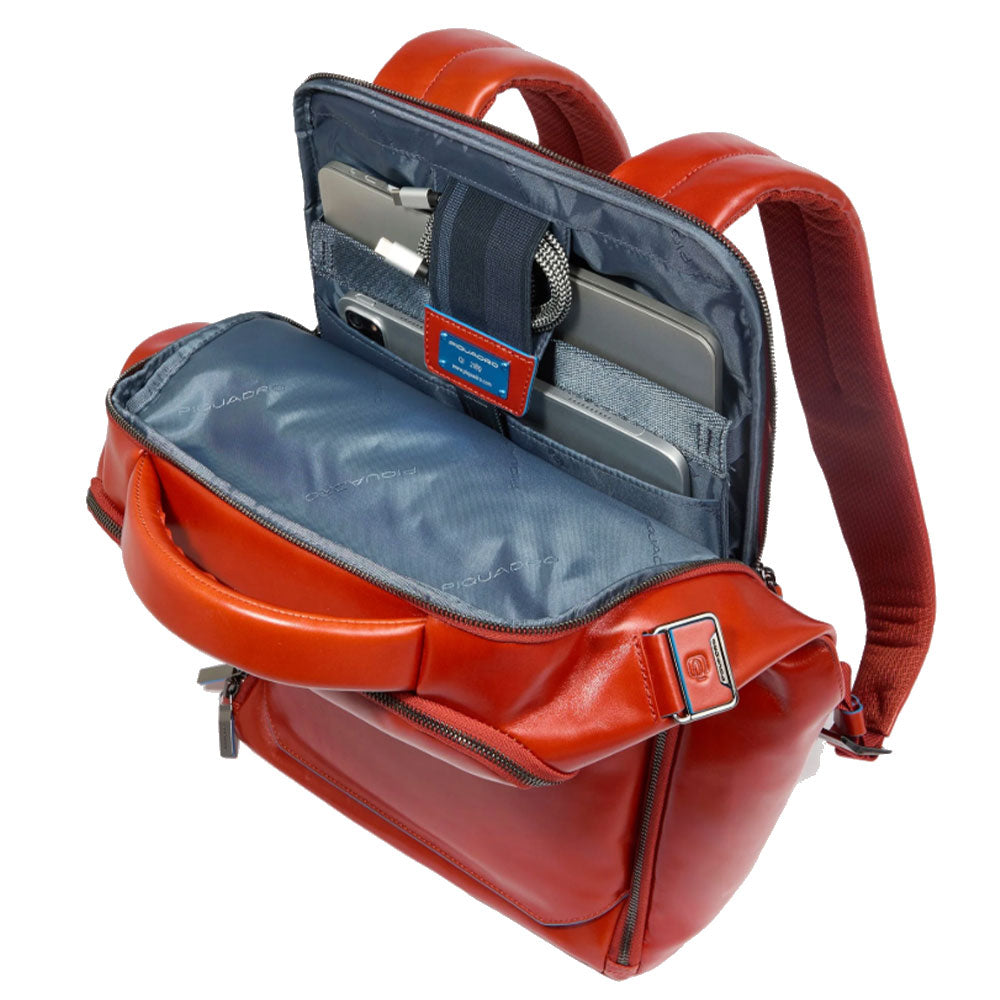 Zaino PIQUADRO porta PC 15,6" in Pelle Mogano Linea Blue Square - CA6593B2