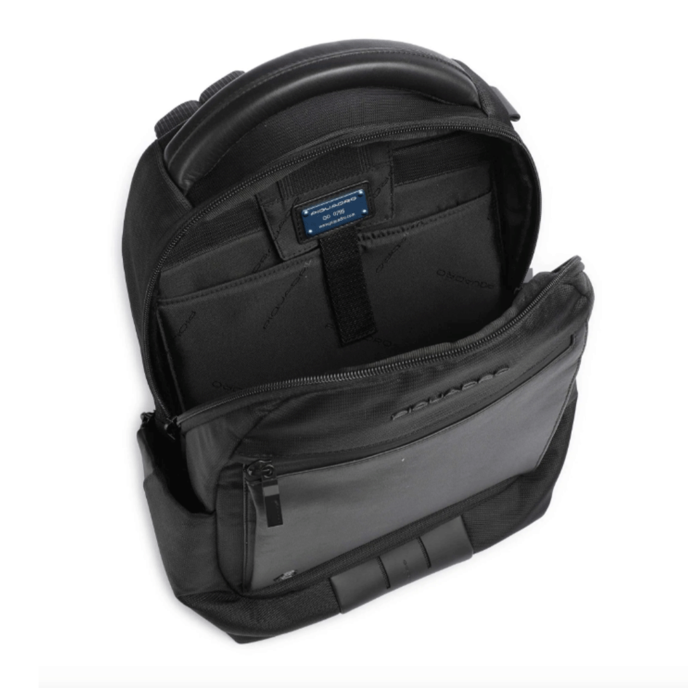 Zaino PIQUADRO con Porta Computer 13" in Tessuto e Pelle Colore Nero Linea Orion - CA6619S136