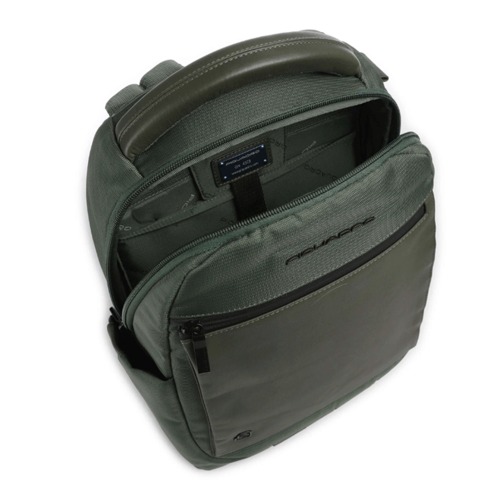 Zaino PIQUADRO con Porta Computer 13" in Tessuto e Pelle Verde Linea Orion - CA6619S136