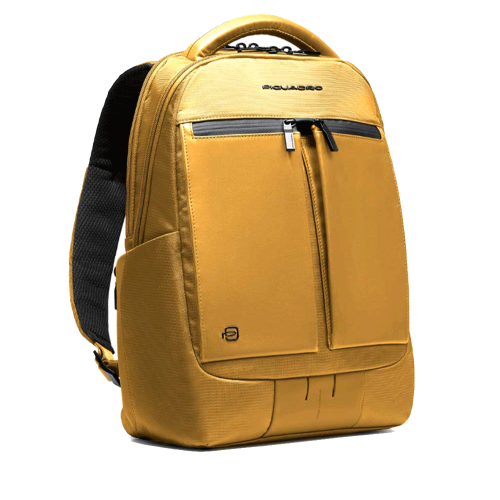 Zaino PIQUADRO con Porta Computer 14" in Tessuto e Pelle Colore Giallo Linea Orion - CA6620S136