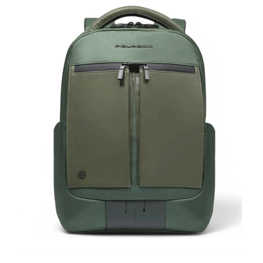 Zaino PIQUADRO con Porta Computer 14" in Tessuto e Pelle Verde Linea Orion - CA6620S136