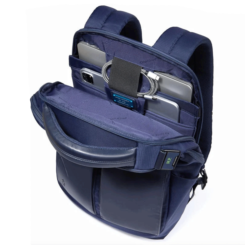 Zaino PIQUADRO con Porta Computer 15,6" in Tessuto e Pelle Blu Linea Orion - CA6621S136
