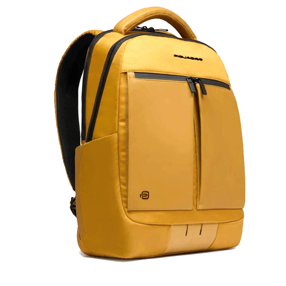 Zaino PIQUADRO con Porta Computer 15,6" in Tessuto e Pelle Colore Giallo Linea Orion - CA6621S136