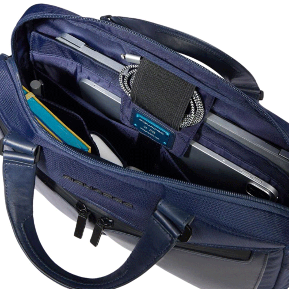 Cartella PIQUADRO Porta Pc 14" Linea Orion in Tessuto e Pelle Blu - CA6623S136