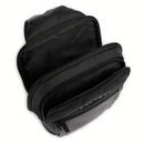 PIQUADRO Orion Line Schwarze Stoff- und Leder-Umhängetasche für iPad Mini - CA6625S136