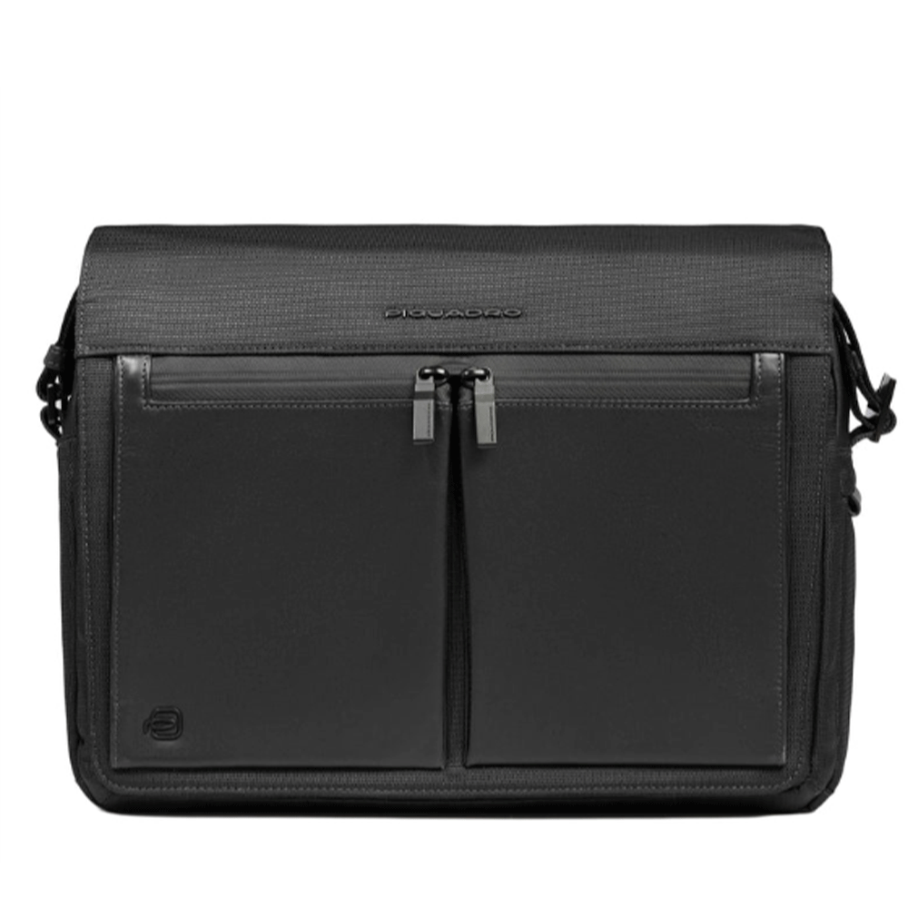 Messenger Porta Pc 13,3" PIQUADRO in Tessuto e Pelle Colore Nero Linea Orion - CA6627S136