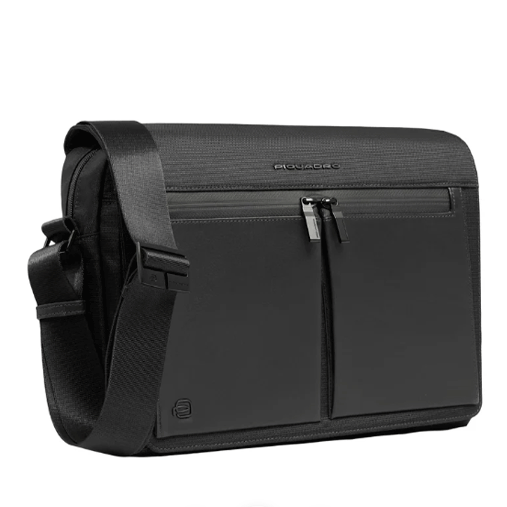 Messenger Porta Pc 13,3" PIQUADRO in Tessuto e Pelle Colore Nero Linea Orion - CA6627S136