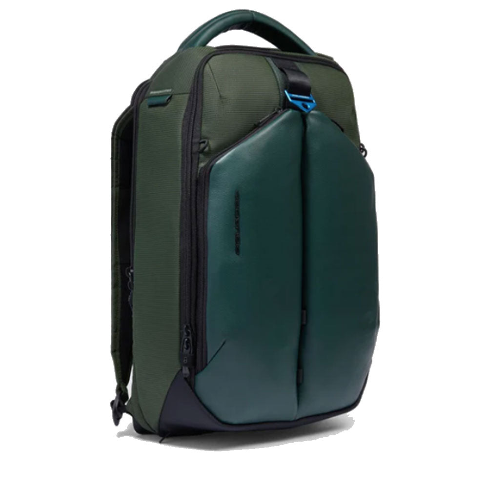 laptop fahrradrucksack PIQUADRO Grüner Fahrradrucksack aus recyceltem Nylon mit 15,6-Zoll-Lap – Cuoieriashop