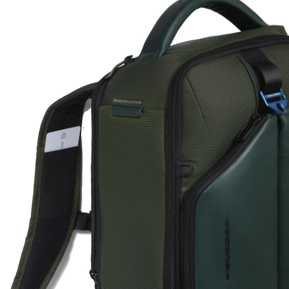 PIQUADRO Grüner Fahrradrucksack aus recyceltem Nylon mit 15,6-Zoll-Laptophalter PQ-Earth Line - CA6630S137