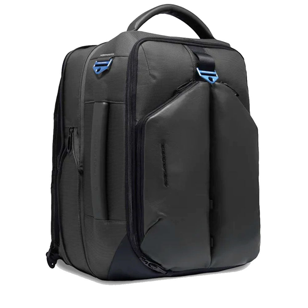 PIQUADRO Fahrradrucksack aus recyceltem Nylon in Schwarz mit Laptopfac – Cuoieriashop
