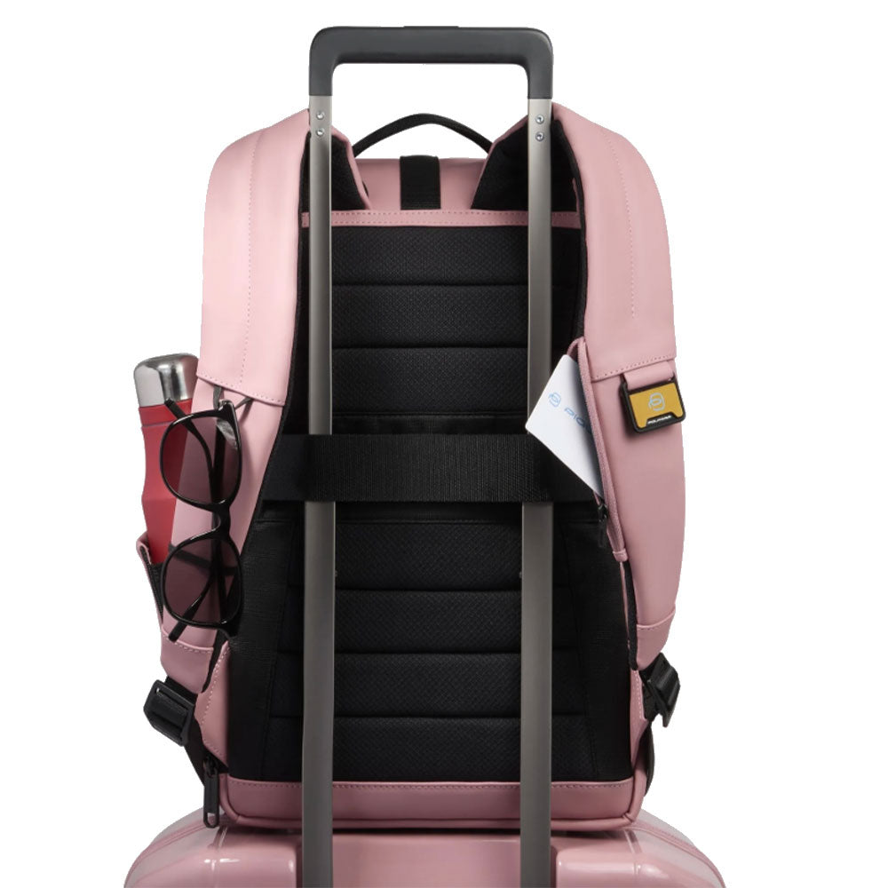 PIQUADRO Damen-Rucksack, 14 Zoll, Computertasche, aus rosa Stoff, Corner Line – CA6642C2OW