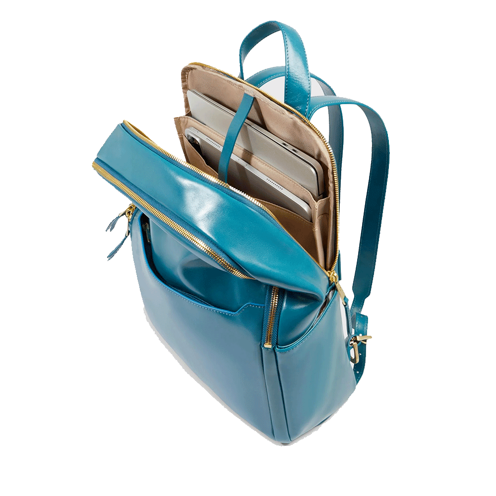 Zaino Donna PIQUADRO Porta Computer 14" in Pelle Ottanio Linea Blue Square - CA6678B2