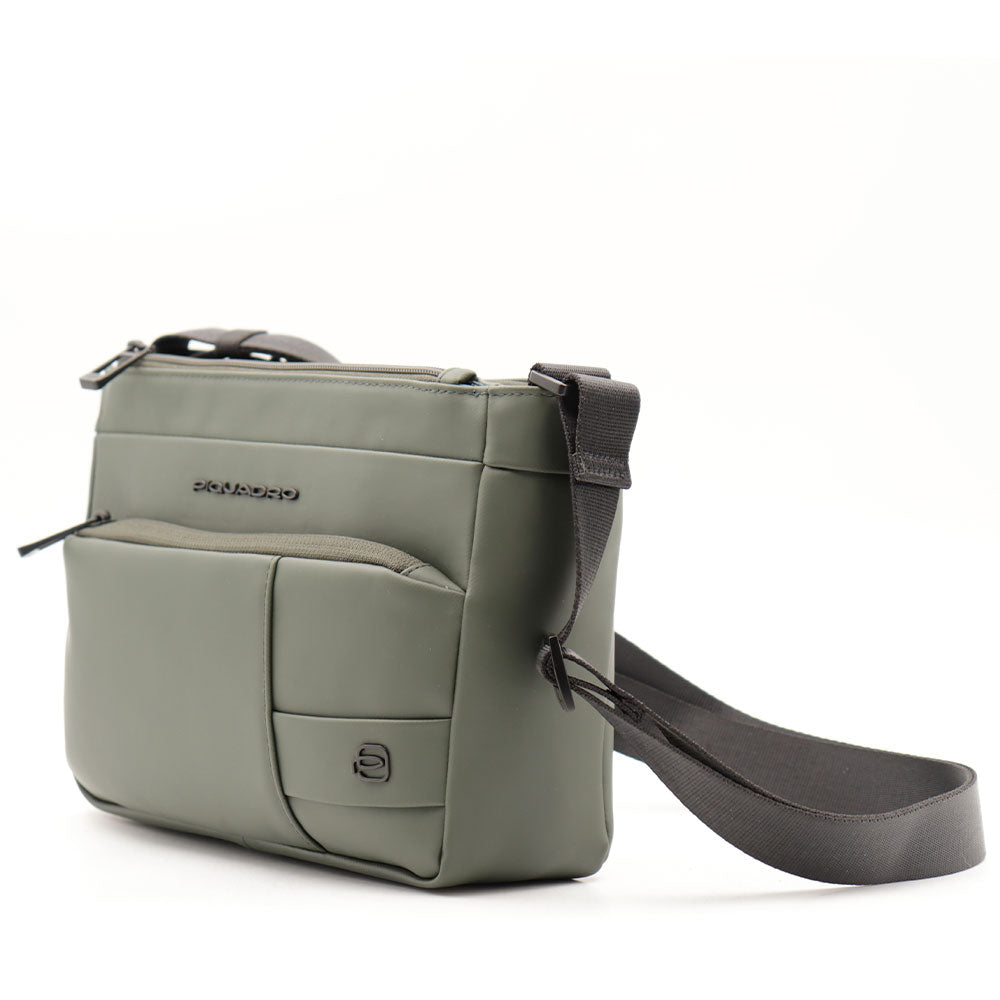 Borsello Uomo Orizzontale PIQUADRO in Tessuto Verde Linea Corner 2.0 - CA6943W129W