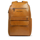 Herren-Rucksack PIQUADRO aus beigem Leder mit Laptopfach 14 Zoll Modell Solm - CA7021S141