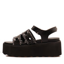 CULT Nancy 3456 Damensandalen aus schwarzem perforiertem Leder