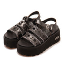 CULT Nancy 3456 Damensandalen aus schwarzem perforiertem Leder