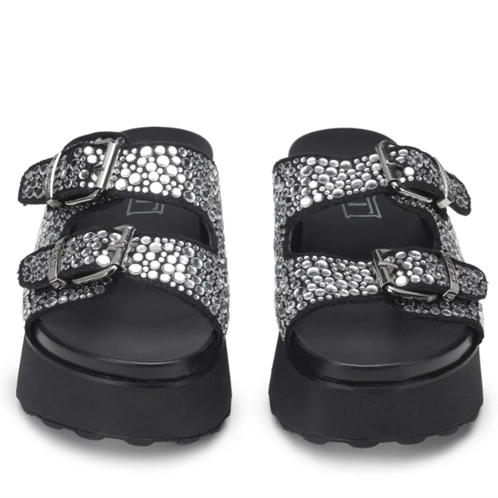 CULT Janis 3865
Damen-Slipper aus schwarzem Leder - Kristall