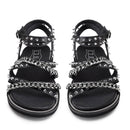 CULT Roshelle 3886 
Damensandalen aus schwarzem Leder mit Nieten und Ketten